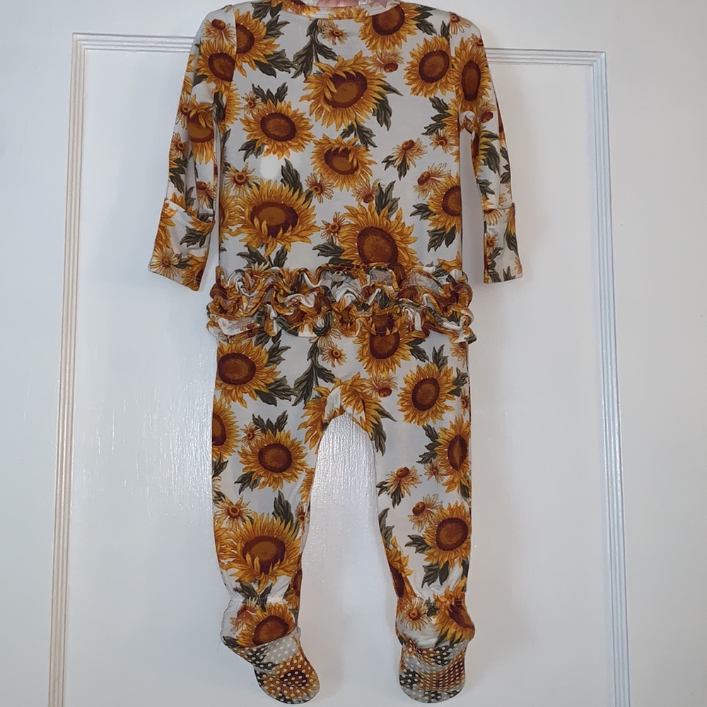 NWT Angel Dear Sunflowers Yellow Brown Footie One Piece 6-9M Bamboo - Picture 8 of 9
